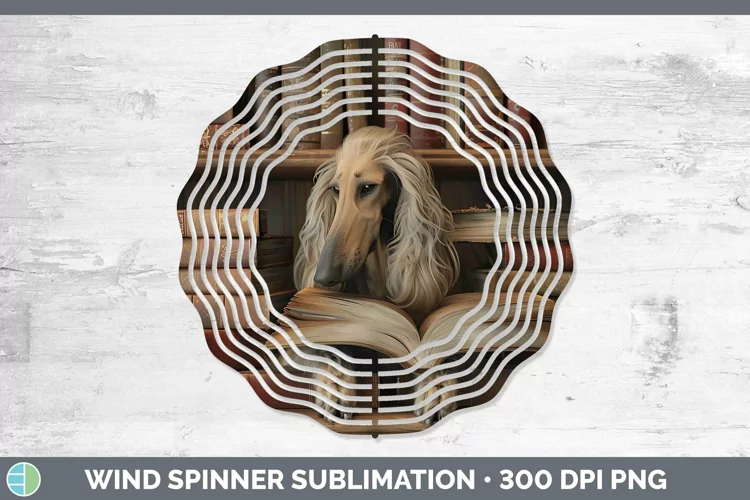 3D Books Afghan Hound Dog Wind Spinner Sublimation Spinner D