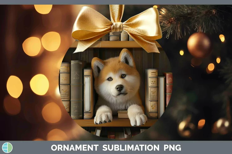 3D Books Akita Dog Ornament Sublimation Bauble Designs