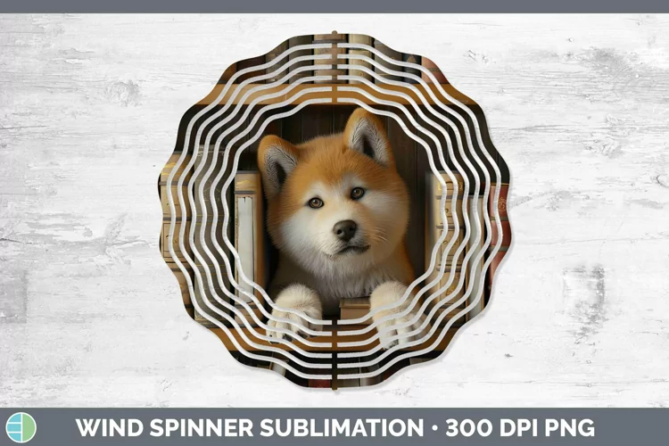 3D Books Akita Dog Wind Spinner Sublimation Spinner Designs