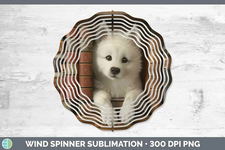 3D Books American Eskie Dog Wind Spinner Sublimation Spinner