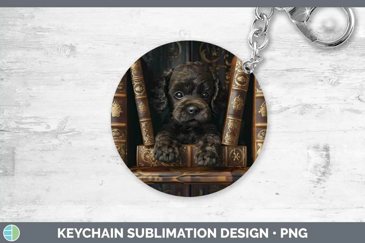 3D Books American Water Spaniel Dog Keychain Sublimation Key