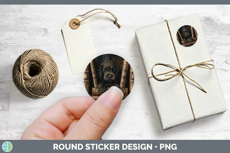 3D Books American Water Spaniel Dog Stickers | Round Labels