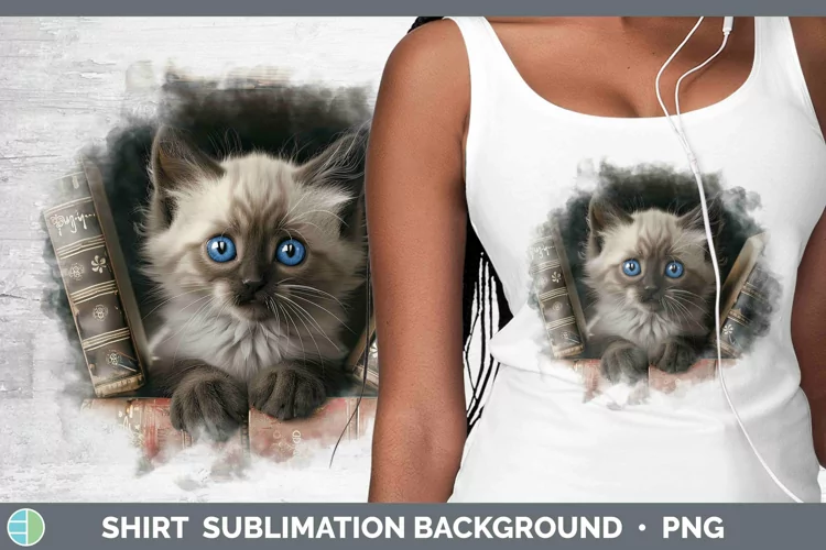 3D Books Balinese Cat Shirt Sublimation Sublimation Backgrou