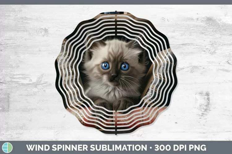3D Books Balinese Cat Wind Spinner Sublimation Spinner Desig