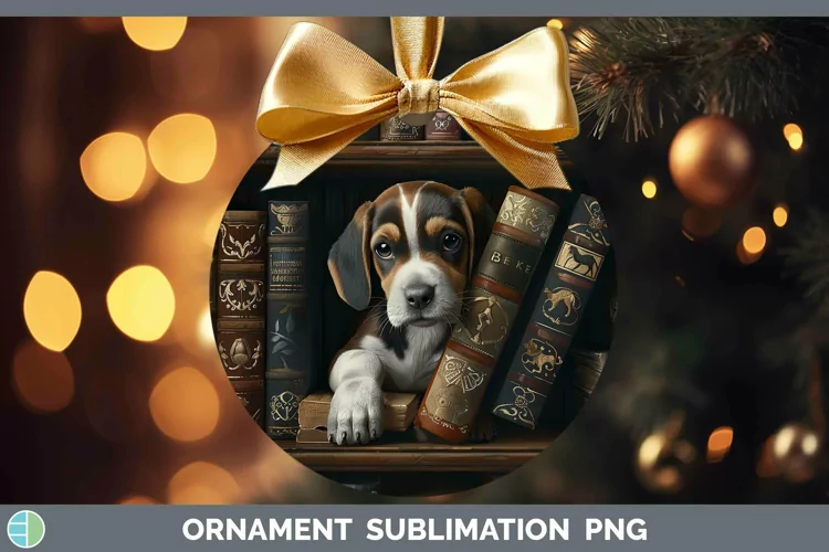 3D Books Beagle Dog Ornament Sublimation Bauble Designs
