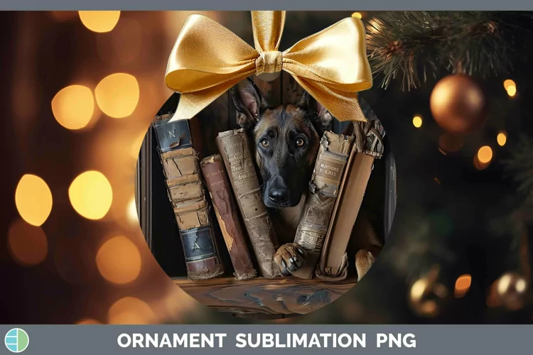 3D Books Belgian Malinois Dog Ornament Sublimation Bauble De