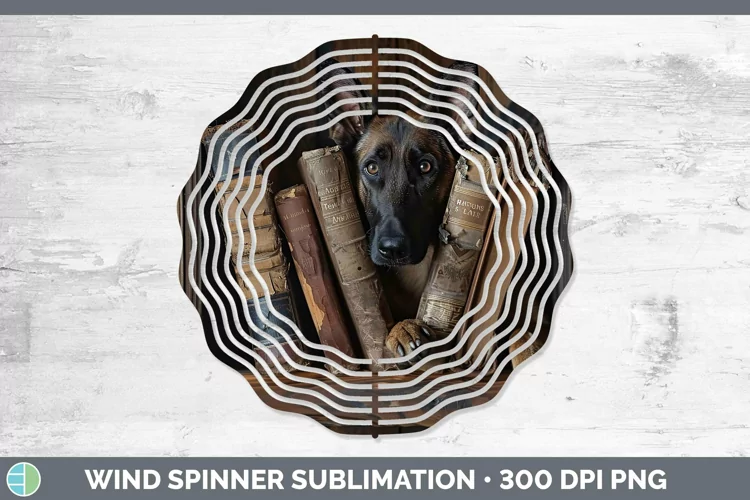 3D Books Belgian Malinois Dog Wind Spinner Sublimation Spinn