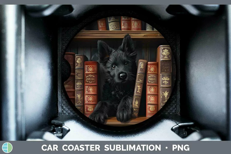 3D Books Belgian Sheepdog Dog Car Coaster Sublimation Coaste