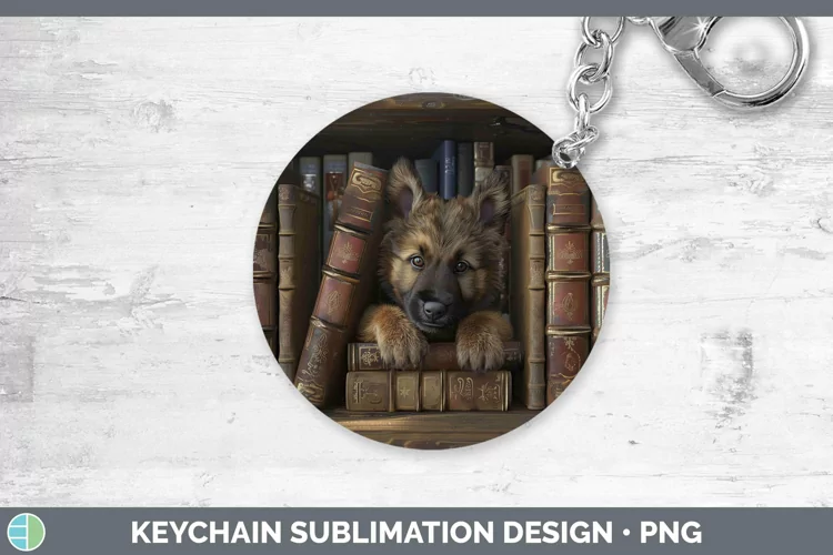 3D Books Belgian Tervuren Dog Keychain Sublimation Keyring D
