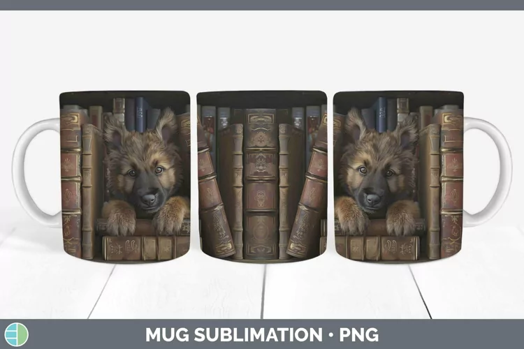 3D Books Belgian Tervuren Dog Mug Wrap Sublimation Coffee Cu