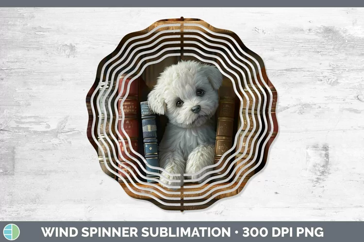 3D Books Bichon Frise Dog Wind Spinner Sublimation Spinner D