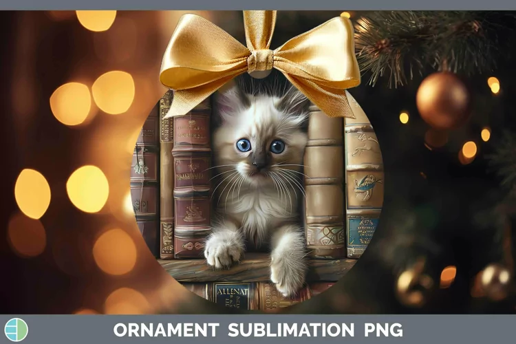 3D Books Birman Cat Ornament Sublimation Bauble Designs