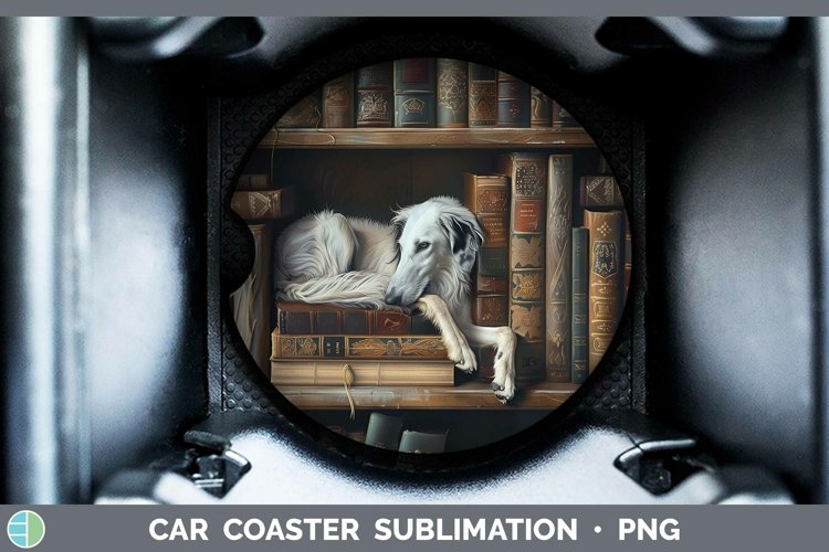 3D Books Borzoi Dog Car Coaster Sublimation Coaster Designs