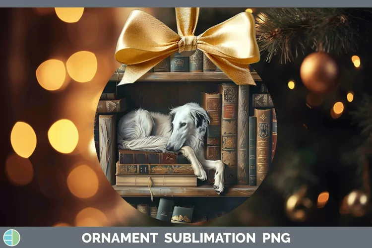 3D Books Borzoi Dog Ornament Sublimation Bauble Designs