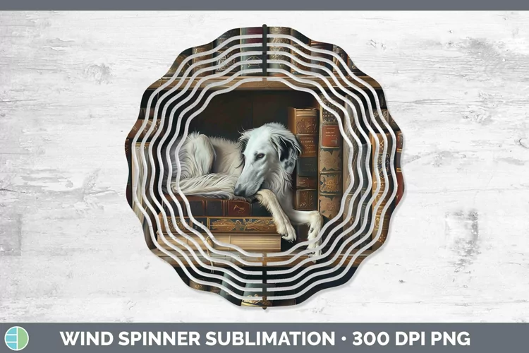 3D Books Borzoi Dog Wind Spinner Sublimation Spinner Designs