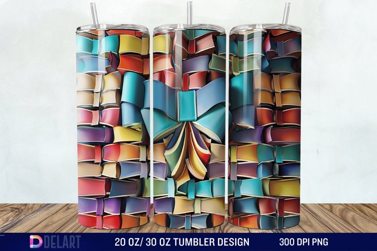 3D Books Bow Coquette Tumbler Wrap