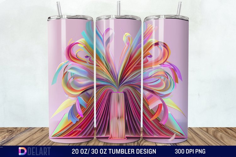 3D Books Bow Coquette Tumbler Wrap example image 1