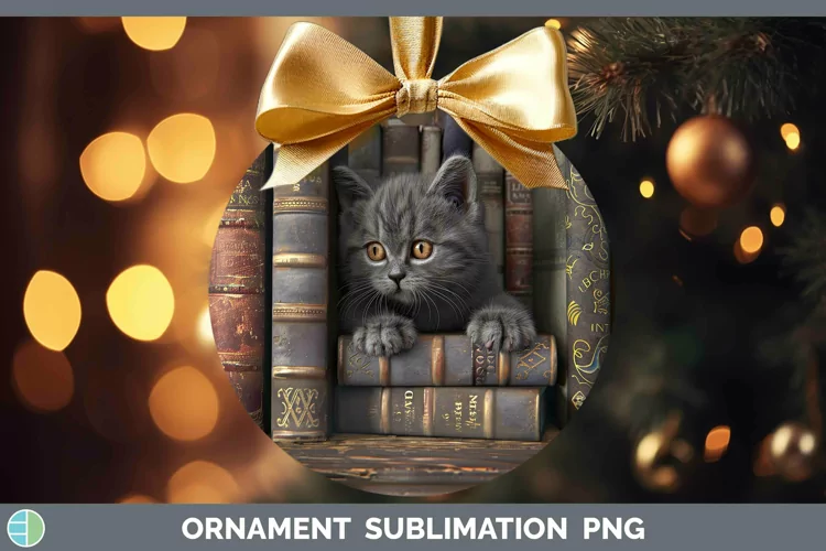 3D Books British Shorthair Cat Ornament Sublimation Bauble D