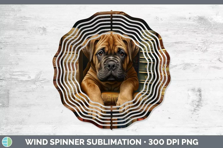 3D Books Bullmastiff Dog Wind Spinner Sublimation Spinner De