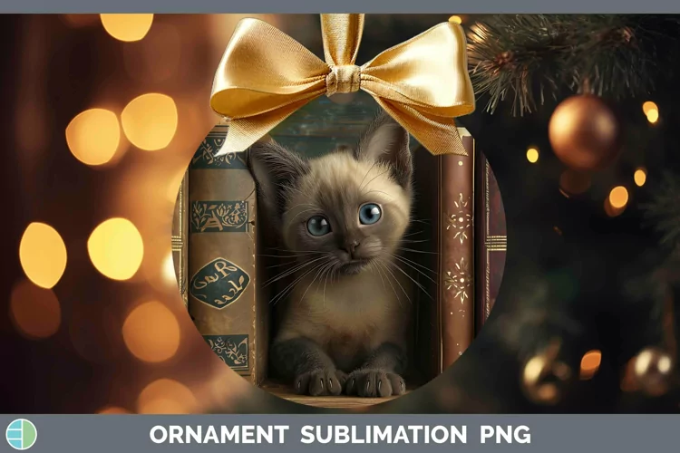3D Books Burmese Cat Ornament Sublimation Bauble Designs