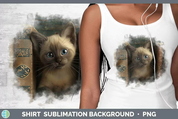 3D Books Burmese Cat Shirt Sublimation Sublimation Backgroun