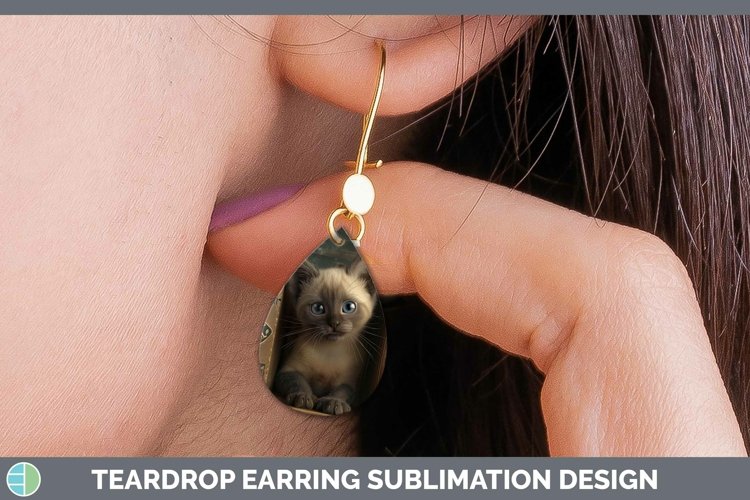 3D Books Burmese Cat Teardrop Earrings Sublimation Earrings