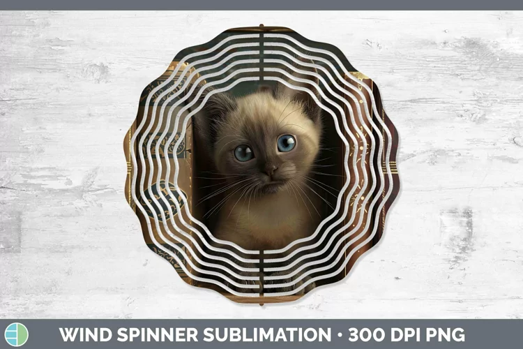 3D Books Burmese Cat Wind Spinner Sublimation Spinner Design