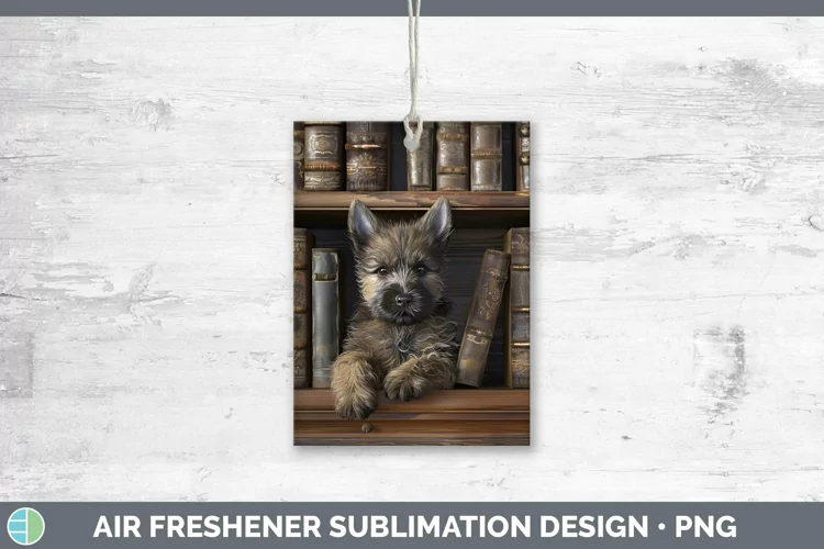 3D Books Cairn Terrier Air Freshener Sublimation Car Freshen