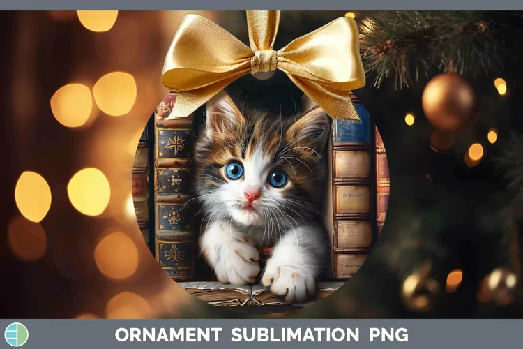 3D Books Calico Cat Ornament Sublimation Bauble Designs