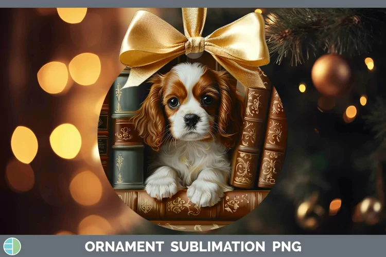 3D Books Cavalier King Charles Spaniel Dog Ornament Sublimat