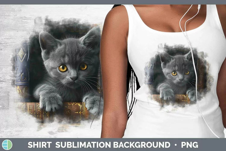 3D Books Chartreux Cat Shirt Sublimation Sublimation Backgro