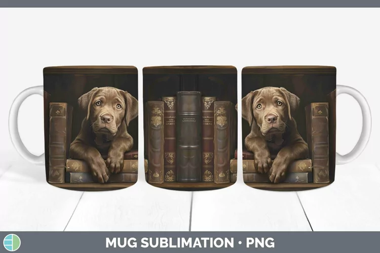 3D Books Chesapeake Bay Retriever Dog Mug Wrap Sublimation C