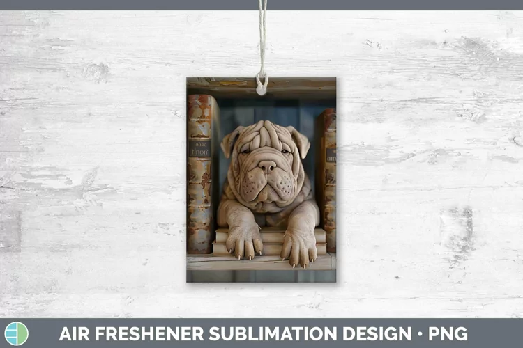 3D Books Chinese Shar-Pei Air Freshener Sublimation Car Fres