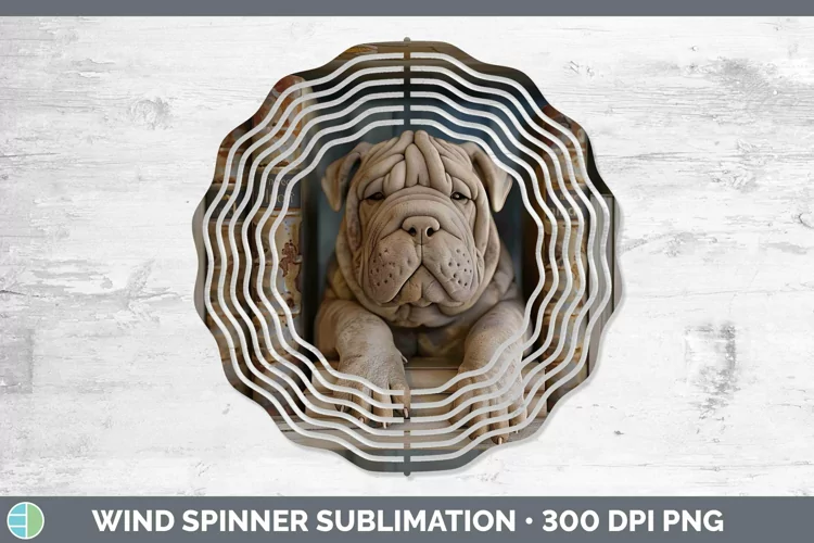3D Books Chinese Shar-Pei Dog Wind Spinner Sublimation Spinn