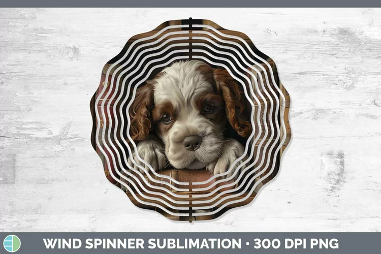 3D Books Clumber Spaniel Dog Wind Spinner Sublimation Spinne