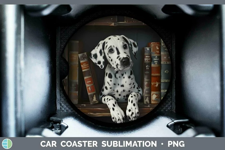 3D Books Dalmatian Dog Car Coaster Sublimation Coaster Desig