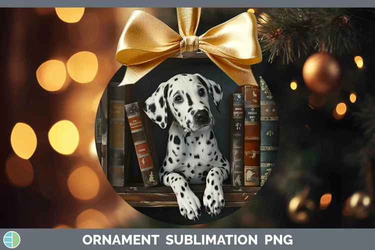 3D Books Dalmatian Dog Ornament Sublimation Bauble Designs