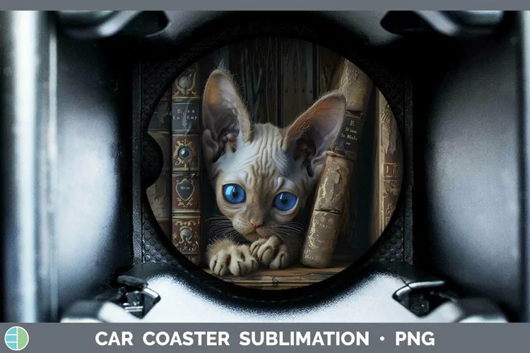 3D Books Devon Rex Cat Car Coaster Sublimation Coaster Desig