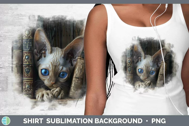 3D Books Devon Rex Cat Shirt Sublimation Sublimation Backgro