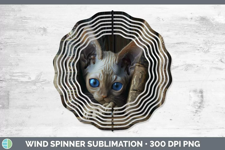 3D Books Devon Rex Cat Wind Spinner Sublimation Spinner Desi