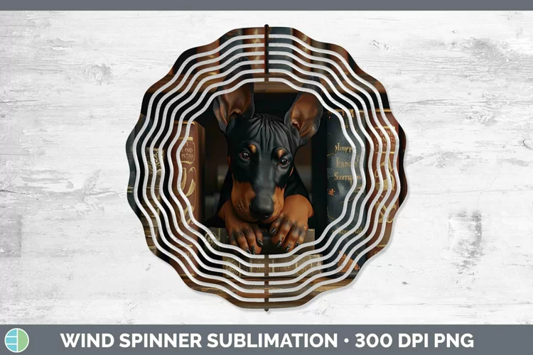 3D Books Doberman Pinscher Dog Wind Spinner Sublimation Spin