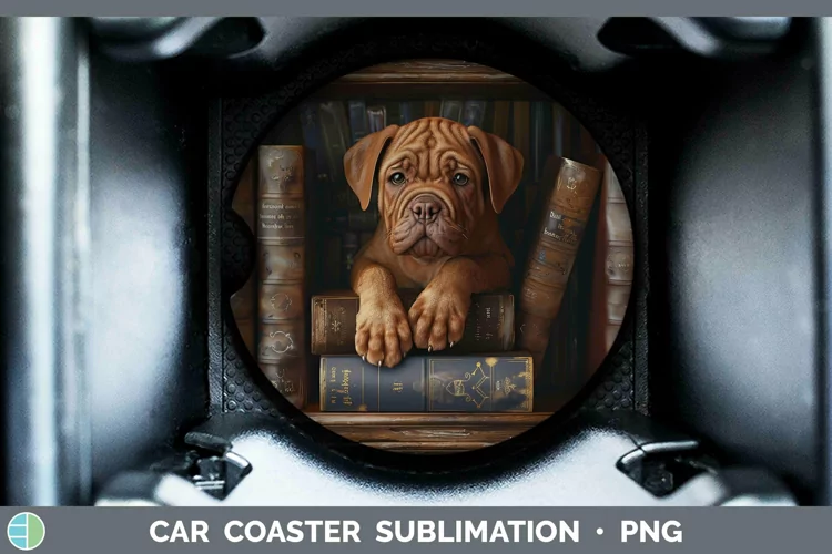3D Books Dogue de Bordeaux Dog Car Coaster Sublimation Coast