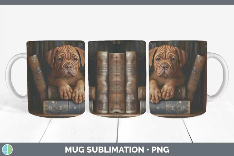 3D Books Dogue de Bordeaux Dog Mug Wrap Sublimation Coffee C