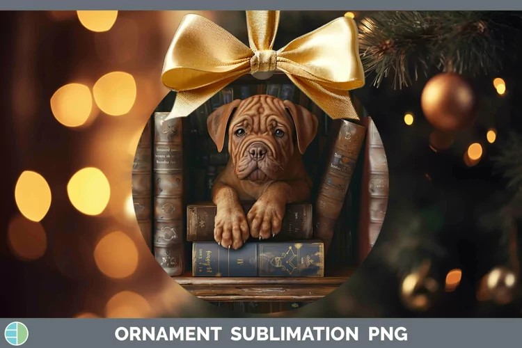 3D Books Dogue de Bordeaux Dog Ornament Sublimation Bauble D