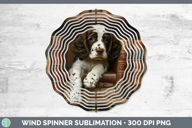 3D Books English Springer Spaniel Dog Wind Spinner Sublimati