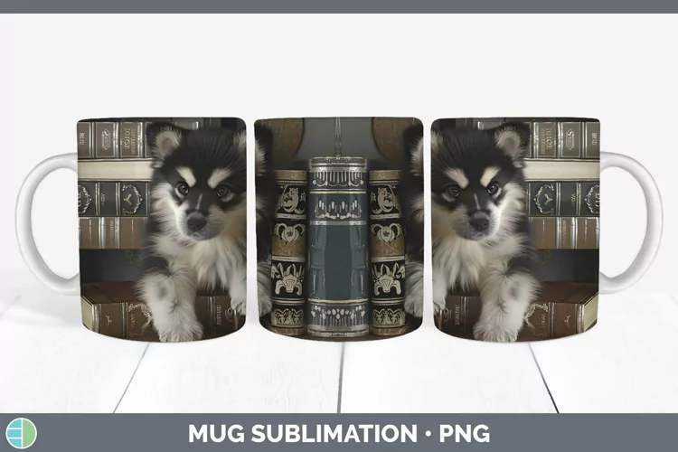 3D Books Finnish Lapphund Dog Mug Wrap Sublimation Coffee Cu