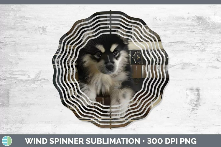3D Books Finnish Lapphund Dog Wind Spinner Sublimation Spinn