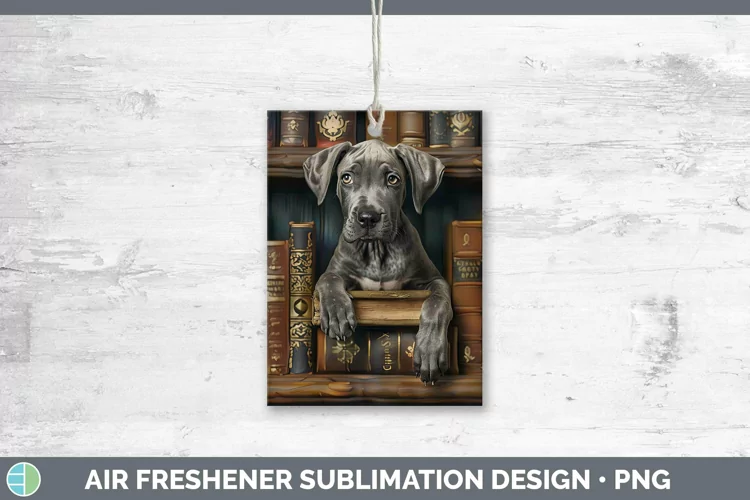 3D Books Great Dane Air Freshener Sublimation Car Freshener