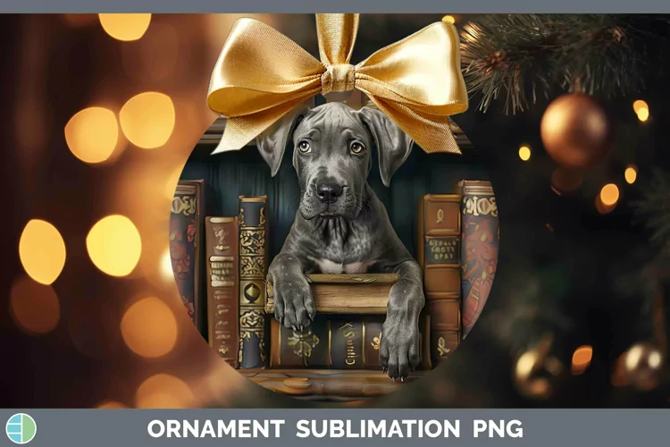 3D Books Great Dane Dog Ornament Sublimation Bauble Designs
