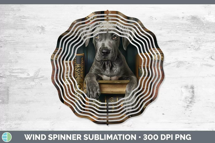 3D Books Great Dane Dog Wind Spinner Sublimation Spinner Des